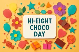 ハイエイトチョコの日の由来とフルタ製菓の歴史、メガネ型チョコの魅力を伝えるカラフルなイメージ