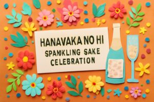 8月7日「花泡香の日」を祝うための記念日。爽やかな泡立ちが特徴のスパークリング日本酒「花泡香」の魅力を伝えるデザイン。