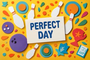 8月21日の「パーフェクトの日」を祝うボウリングの歴史的瞬間とその影響を伝える画像。中山律子選手のパーフェクトゲーム達成を象徴するカラフルなデザイン。