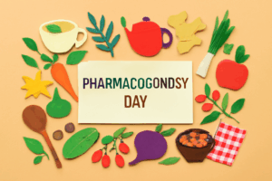 薬膳の日を祝うための料理や健康的な食材が並んだカラフルなデザイン、薬膳の魅力を伝える。