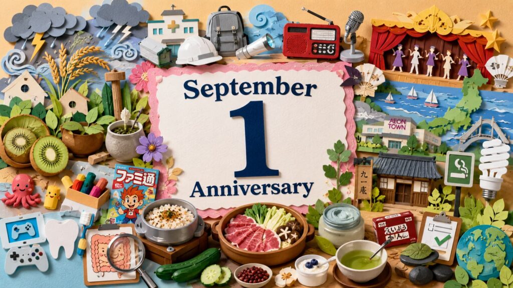 9月1日は何の日？防災の日、二百十日、民放ラジオ放送開始記念日、宝塚歌劇団レビュー記念日、キウイの日など主な記念日と由来