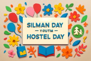 シルマンデー・ユースホステルの日を祝う、リヒャルト・シルマンの理念とユースホステルの精神を伝えるカラフルなデザイン