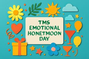 8月26日「TMS・感動ハネムーンの日」の記念日を祝うカラフルなデザインで、新婚旅行を祝うテーマを表現。