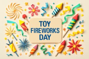 おもちゃ花火の日を祝うため、カラフルなおもちゃ花火とともに、花火文化と安全な楽しみ方を広める記念日。