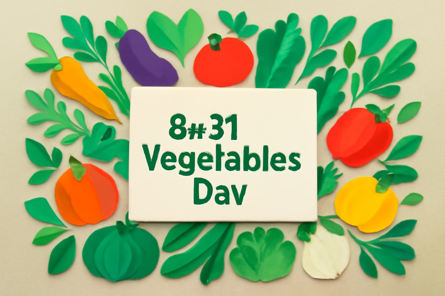 8月31日の「野菜の日」を祝うために、栄養豊富な野菜が集まり、健康的な食生活を促進