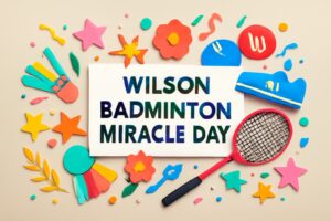 ウイルソン・バドミントン・キセキの日の記念すべき功績と、松友美佐紀選手の世界ランキング1位の快挙を讃える画像