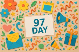 97の日（9月7日）を祝うためのZ世代の連帯と未来創造を象徴するカラフルなコラージュアート。