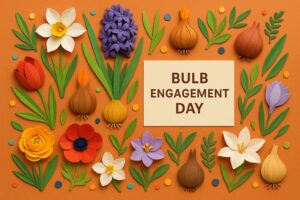 球根で求婚記念日の魅力と由来を伝えるカラフルな花と球根のペーパーアート