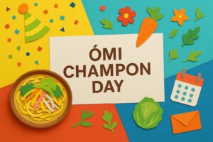 近江ちゃんぽんの日を祝う、カラフルで美しいデザインのペーパーアート。ちゃんぽんの具材や野菜を象徴するアイテムが配置されたビジュアル。