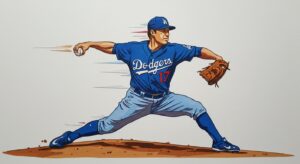 大谷翔平がドジャースで青いユニフォームを着て背番号17で緊急登板し体調不良から163キロを投げた瞬間