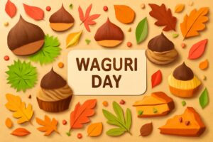 和栗の日にちなんだスイーツや料理を楽しむ秋の味覚、和栗の魅力を表現した画像。