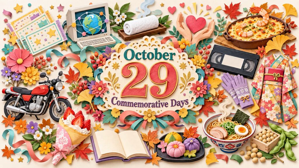 10月29日は何の日？世界乾癬デー、宝くじ発売の日、インターネット誕生日、おしぼりの日、ドリアの日を中心に、記念日の由来と歴史を紹介。