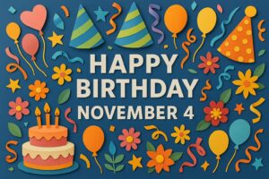 11月4日生まれの芸能人・有名人 尾野真千子 名倉潤 西田敏行 リリー・フランキーなど誕生日を祝うカラフルなペーパーアート