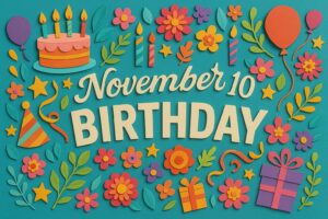 11月10日生まれの芸能人・有名人一覧。糸井重里、伊藤一朗、竹中雄大、小林直己らが登場する華やかで楽しい誕生日イメージ。