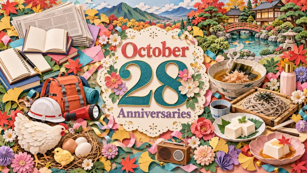 10月28日は何の日？速記の日、日本のABCの日、群馬県民の日、岐阜県地震防災の日、おだしの日の由来と歴史を紹介。
