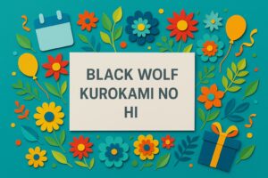 ブラックウルフ・黒髪の日にちなんだ記念日を彩るカラフルなペーパーアートと黒髪の価値を伝える英語タイトル