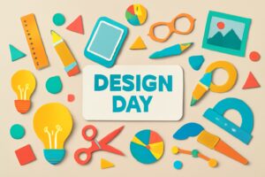 10月1日の「デザインの日」に関する記念日とその意義を伝えるデザイン要素が集結した画像。