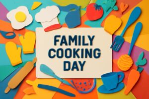 親子でCOOK（くっく）の日に家族で一緒に料理を楽しみ、絆を深める活動を紹介する記事のサムネイル画像。