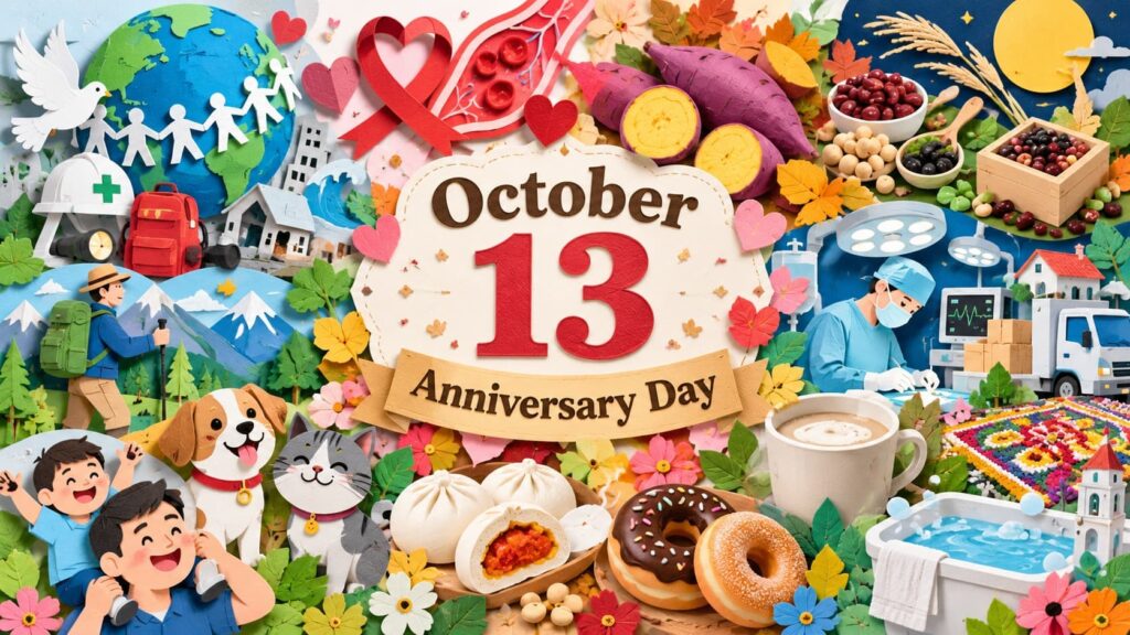 10月13日は何の日？国際防災の日、世界血栓症デー、サツマイモの日、麻酔の日、豆の日など記念日の由来と歴史