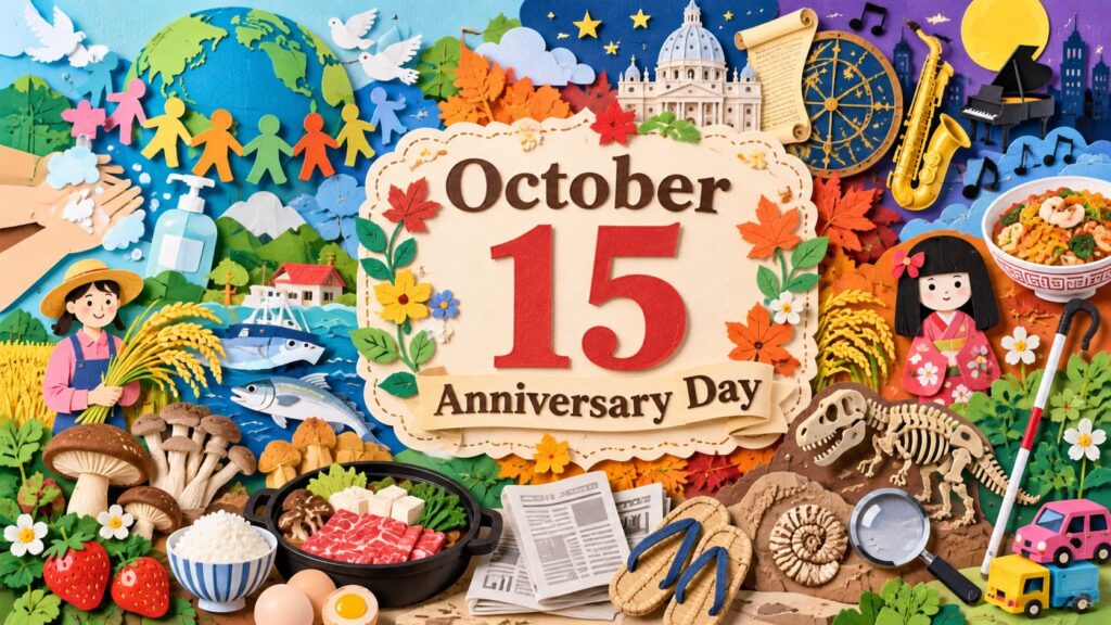 10月15日は何の日？世界手洗いの日、農山漁村女性のための国際デー、きのこの日、グレゴリオ暦制定記念日、化石の日など記念日の由来