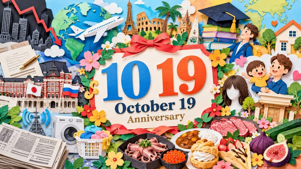 10月19日は何の日？ブラックマンデー、海外旅行の日、日ソ国交回復の日、TOEICの日、いか塩辛の日など10月19日の記念日と由来