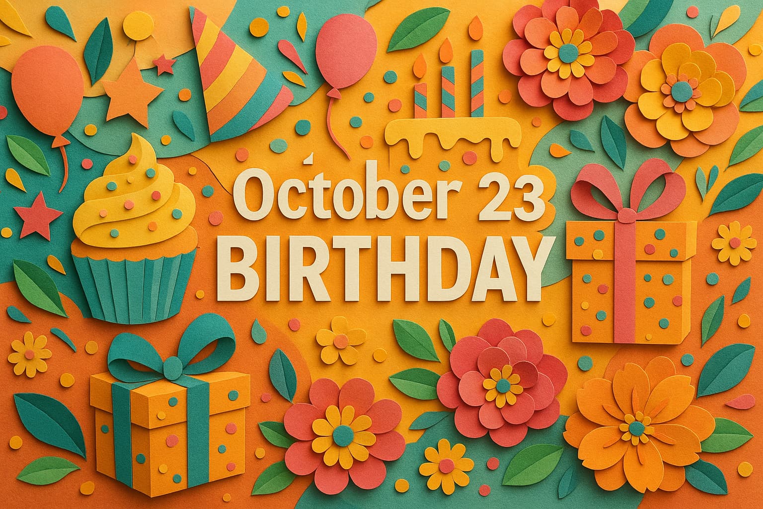 10月23日生まれの芸能人・有名人 矢部浩之 渡辺直美 磯山さやか など誕生日を祝う華やかなイメージ
