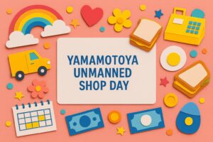 ヤマモトヤ・無人売店の日にちなんだ玉子サンドや信頼を象徴するカラフルな紙アート