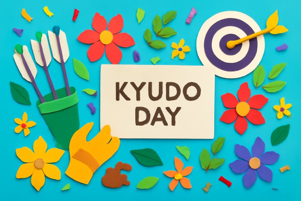 9月10日の「弓道の日」を祝うカラフルなアートで、弓道の精神と魅力を表現