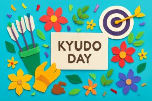 9月10日の「弓道の日」を祝うカラフルなアートで、弓道の精神と魅力を表現