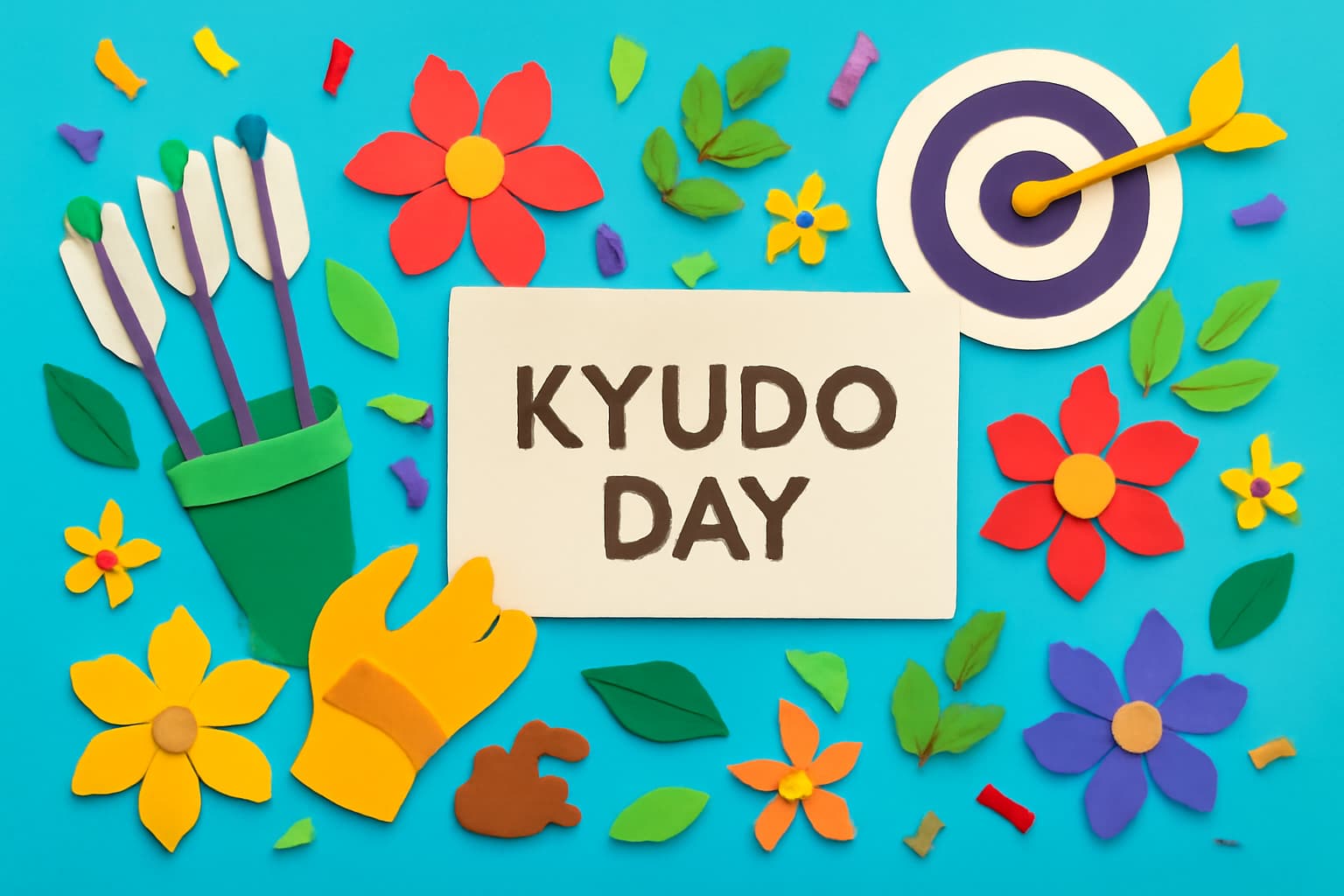 9月10日の「弓道の日」を祝うカラフルなアートで、弓道の精神と魅力を表現