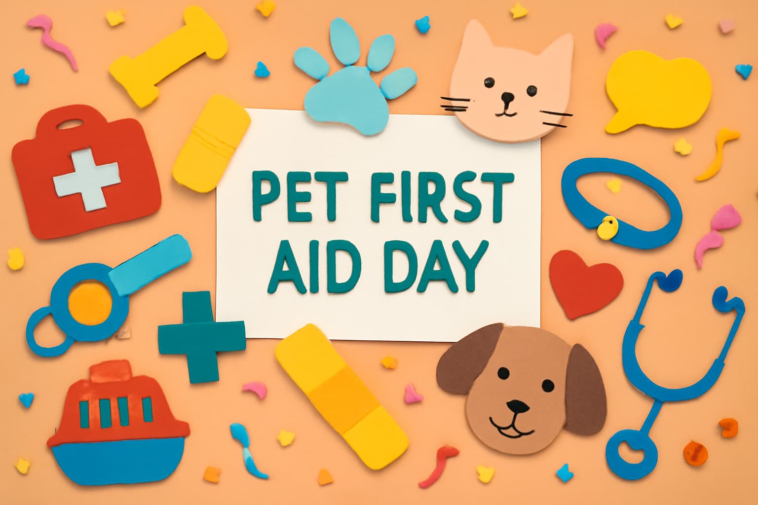 ペットも救急の日に向けて、ペットの命を守るための救急知識を学ぶ重要性を啓発するビジュアル。