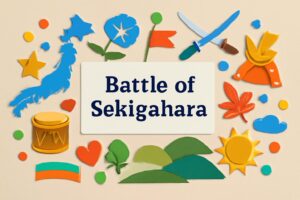 関ケ原合戦の日を記念し、戦の重要性と関ケ原町の魅力を伝えるビジュアル。