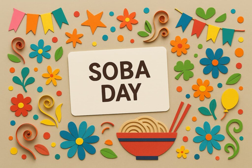 新そばの旬と語呂合わせが由来の10月8日「そばの日」を象徴するカラフルな記念日イメージ