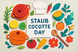 9月10日「ストウブ・ココットの日」の由来と魅力を紹介。美しいココット鍋と料理が並ぶ食卓シーン