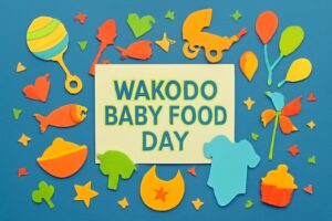 和光堂ベビーフードの日（9月10日）を祝う、赤ちゃんの成長と健康を願うメッセージが込められたカラフルなデザイン。