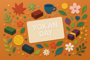 ようかんの日にちなんだ記念日と和菓子文化を伝えるカラフルなペーパーアート