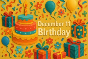 12月11日生まれの芸能人と有名人の誕生日情報をわかりやすく紹介し、プロフィールや魅力をまとめた内容を伝える画像