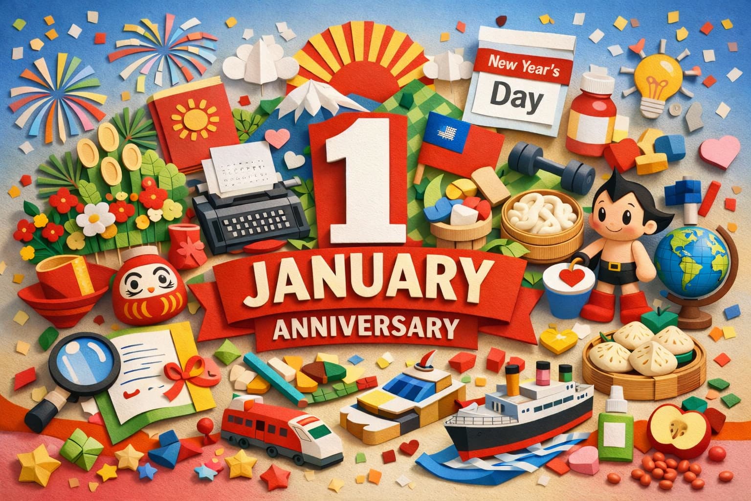 1月1日は何の日かを伝える元日と日本の記念日をまとめたビジュアル