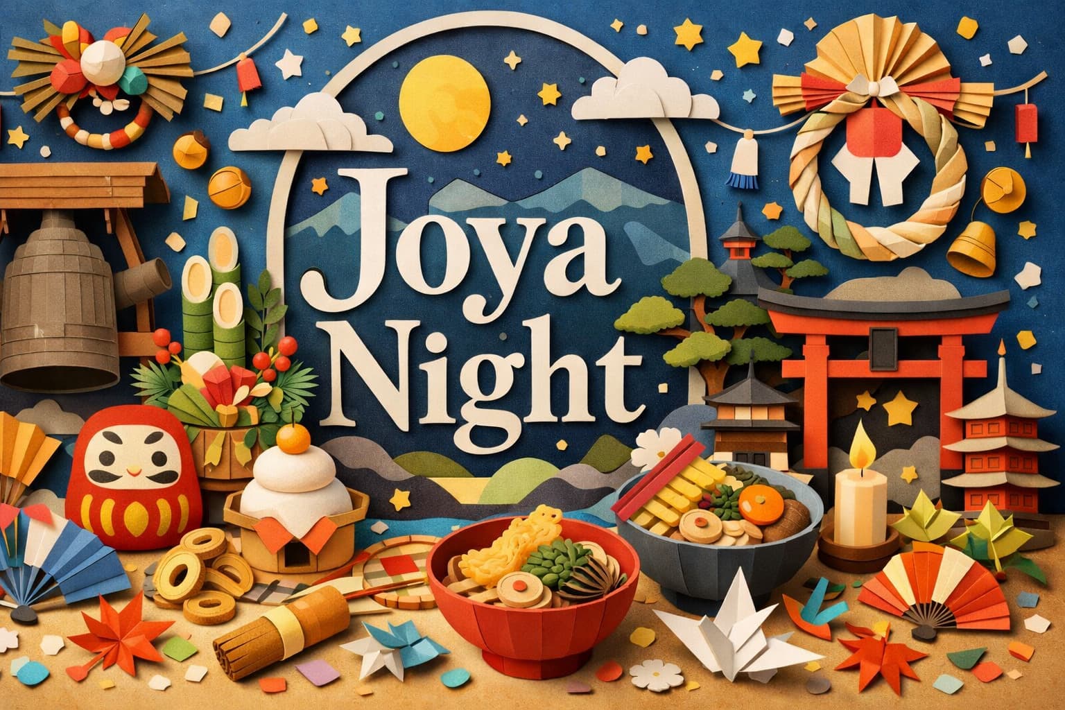 除夜とは何かを解説し、除夜の鐘や年越しそば、大晦日の伝統行事を紹介する日本文化の年末特集