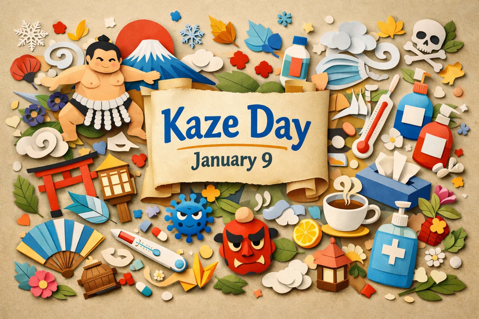 風邪の日は横綱谷風梶之助が流感で亡くなった史実に由来し、インフルエンザをタニカゼと呼んだ江戸の文化と健康への教訓を伝える