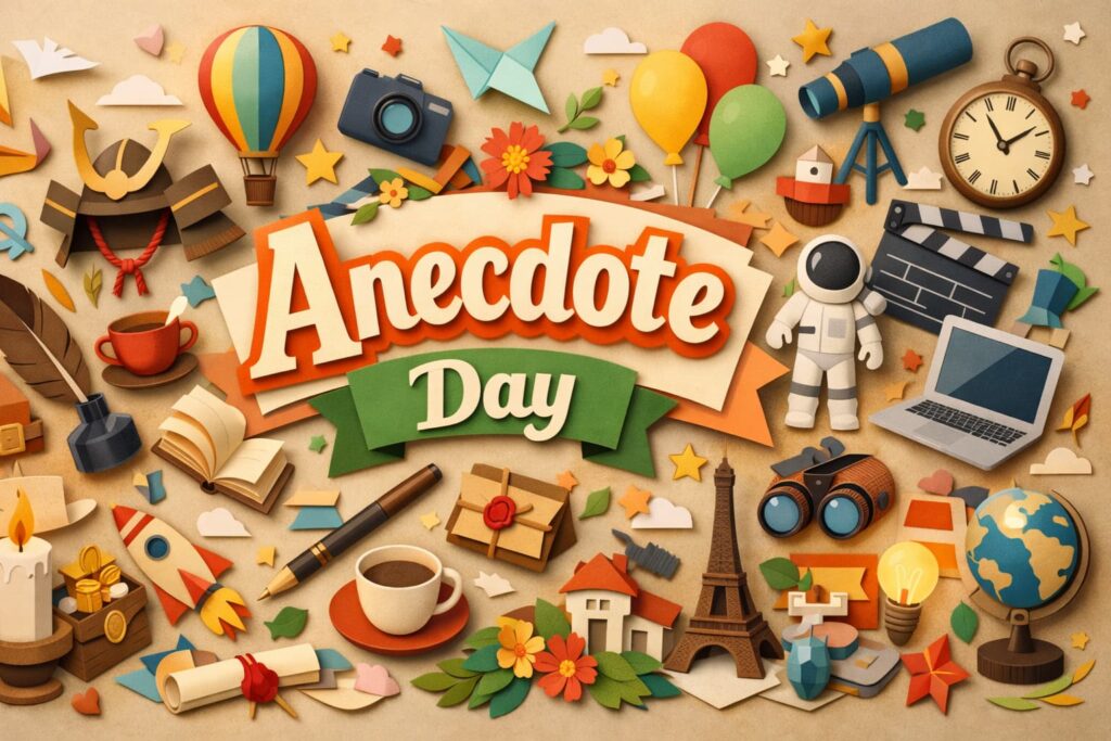 1月28日「逸話の日」の意味や由来、逸話の魅力と活用法を紹介し、語り合う楽しさを伝える内容