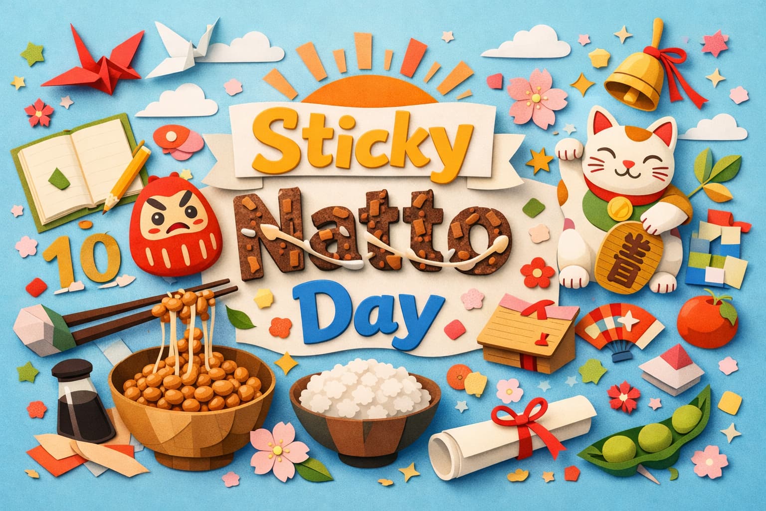 1月10日は糸引き納豆の日。語呂合わせの由来や受験シーズンの粘り強さへの願い、納豆の語源や歴史、健康効果までを分かりやすく解説する記念日ブログ。