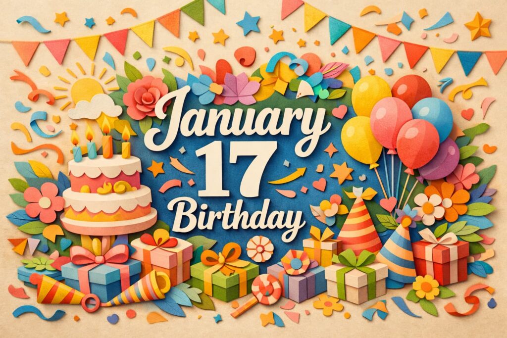 1月17日誕生日の芸能人・有名人を紹介するブログサムネイル。平井堅、山内健司、三浦百恵、坂本龍一、ミシェル・オバマなど多彩な分野の著名人が生まれた日を象徴する華やかなビジュアル