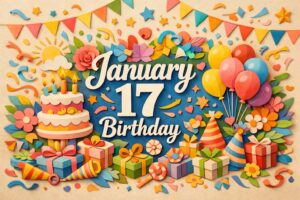 1月17日誕生日の芸能人・有名人を紹介するブログサムネイル。平井堅、山内健司、三浦百恵、坂本龍一、ミシェル・オバマなど多彩な分野の著名人が生まれた日を象徴する華やかなビジュアル