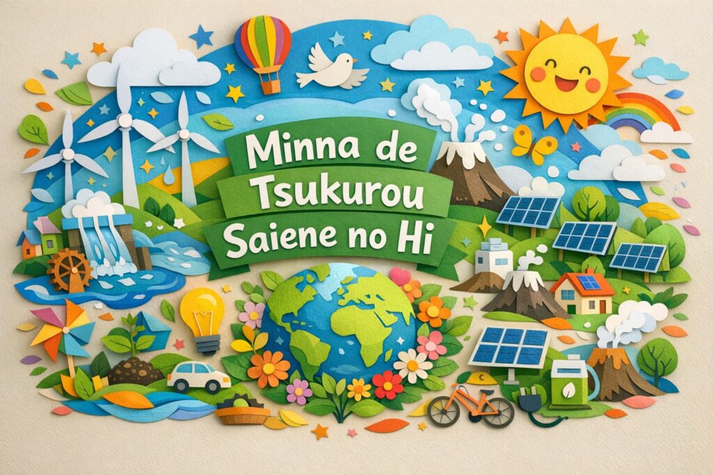 再生可能エネルギーの大切さを伝える「みんなでつくろう再エネの日」に関するブログの内容を表現