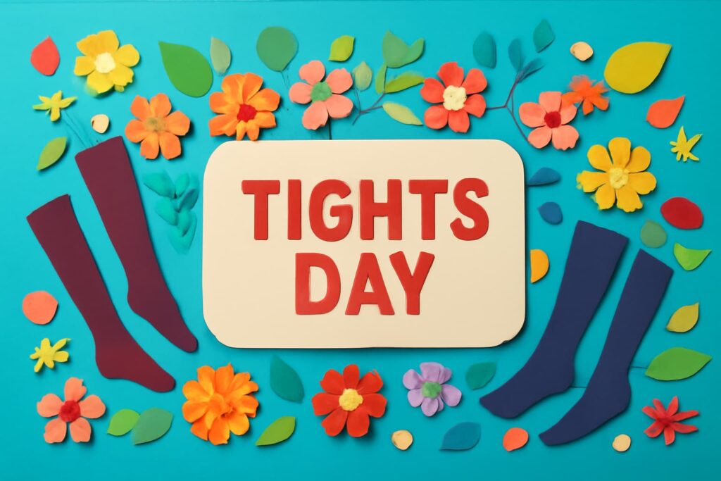 タイツの日に関連する記念日やタイツの魅力を表現したカラフルなペーパーアート