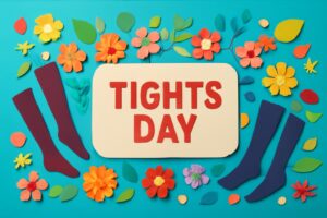 タイツの日に関連する記念日やタイツの魅力を表現したカラフルなペーパーアート