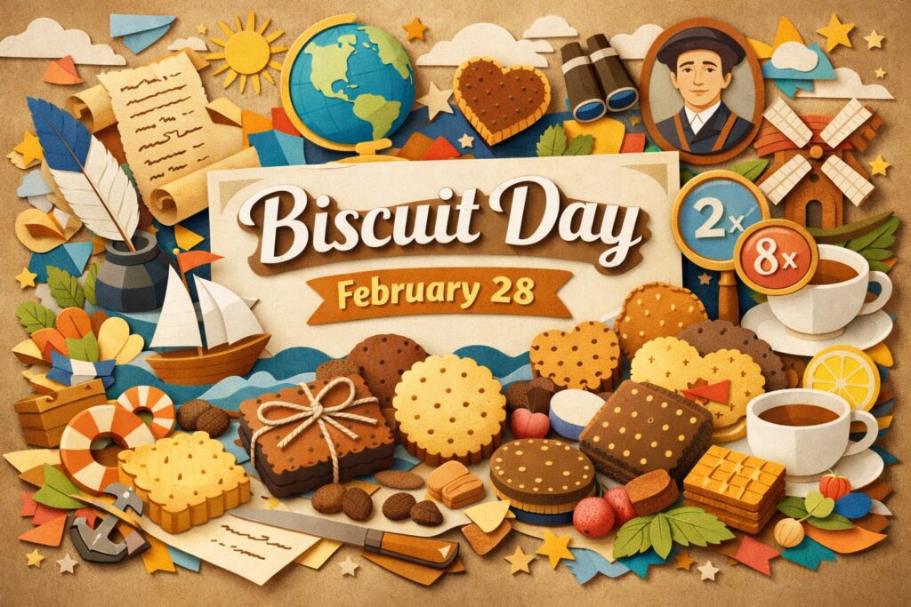 ビスケットの日（2月28日）の由来を解説。柴田方庵の手紙の史実、bis coctus＝2度焼く語源、クッキーとの違いまでわかる。