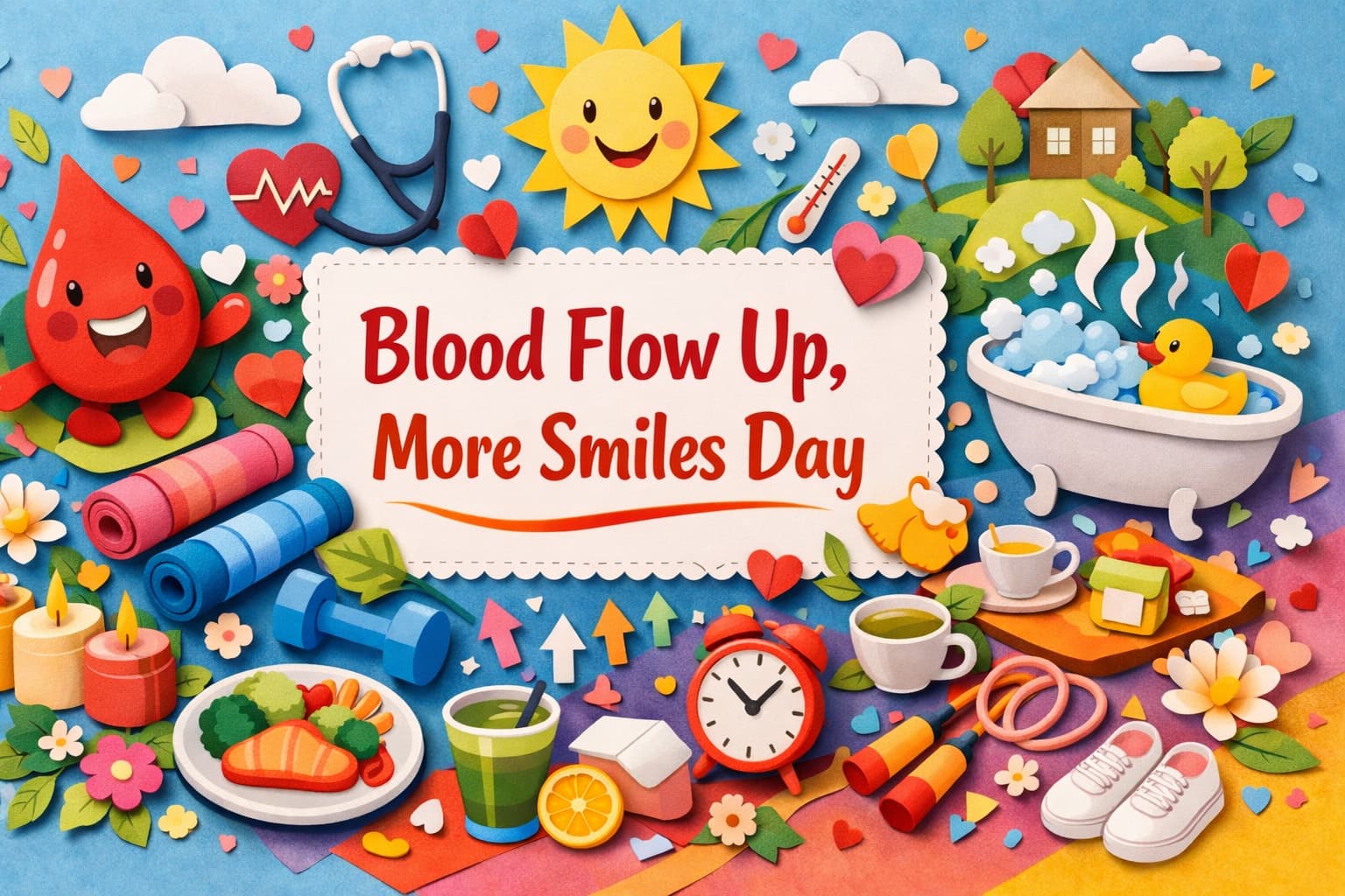 2月26日の血流UPで笑顔をふやす日を解説。語呂合わせの由来、制定者、2025年登録の事実、血流と健康・美容の関係、続けやすい習慣が分かります。
