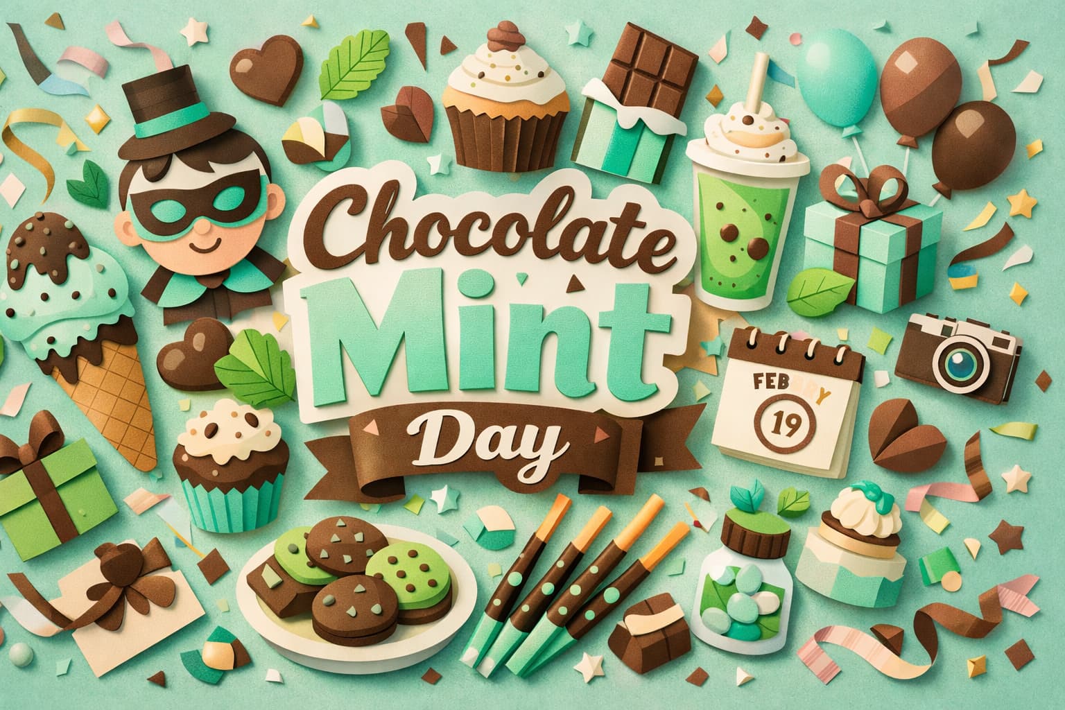 2月19日のチョコミントの日について、由来や楽しみ方、関連人物や商品を詳しく解説した記念日ブログ